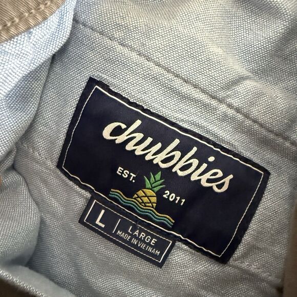 Chubbies Shorts Men's Large Grey Chino Elastic Waist Cotton Blend Pockets - Picture 4 of 9